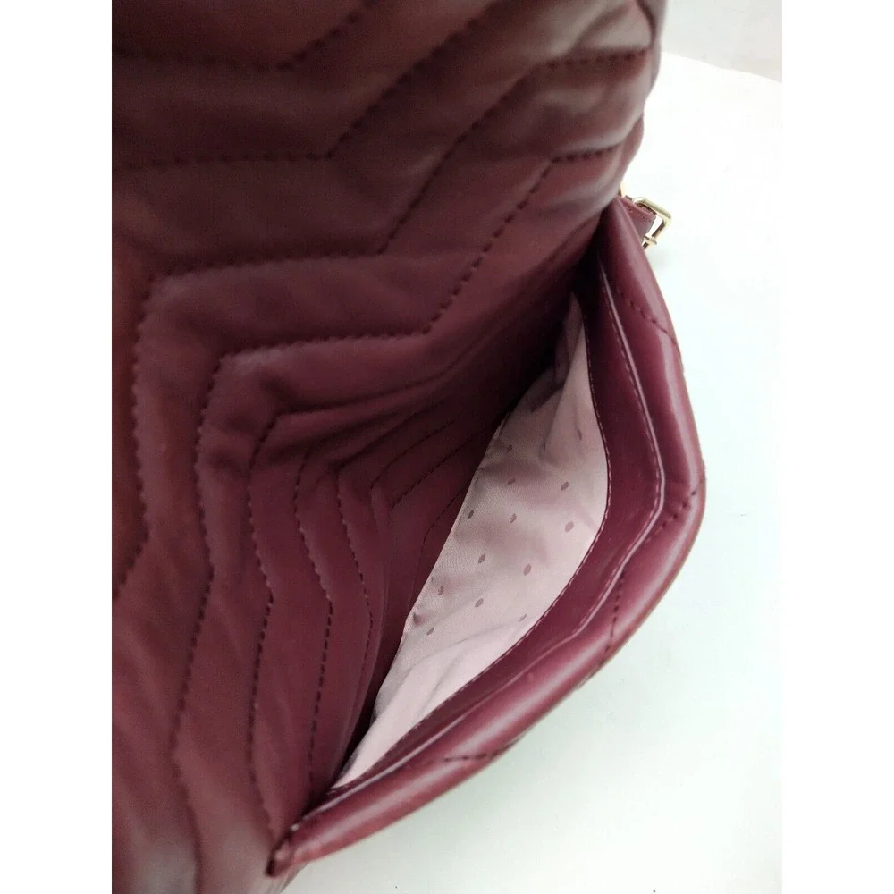 Kate Spade New York Maroon Leather Quilted Top Handle Zipper Closure Backpack